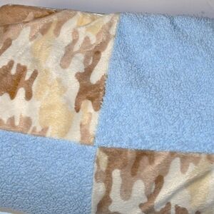 COCALO Cozy Blue and Tan Camouflage Baby Blanket